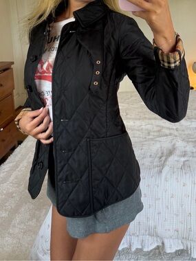Burberry Black Quilted Utility Jacket with Signature Check Lining
